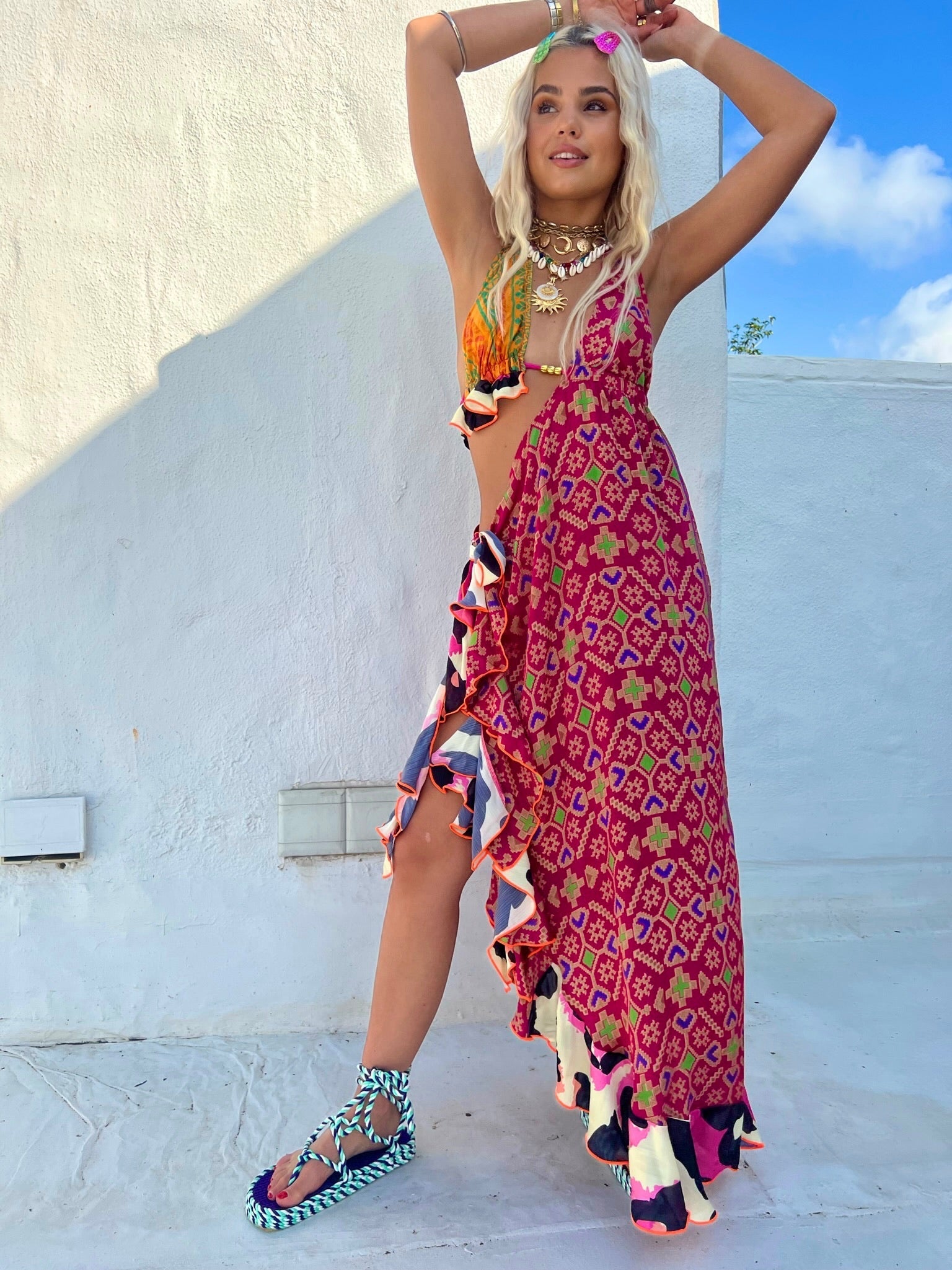 fifi maxi dress Halterneck Scarf Tie Maxi Dress
